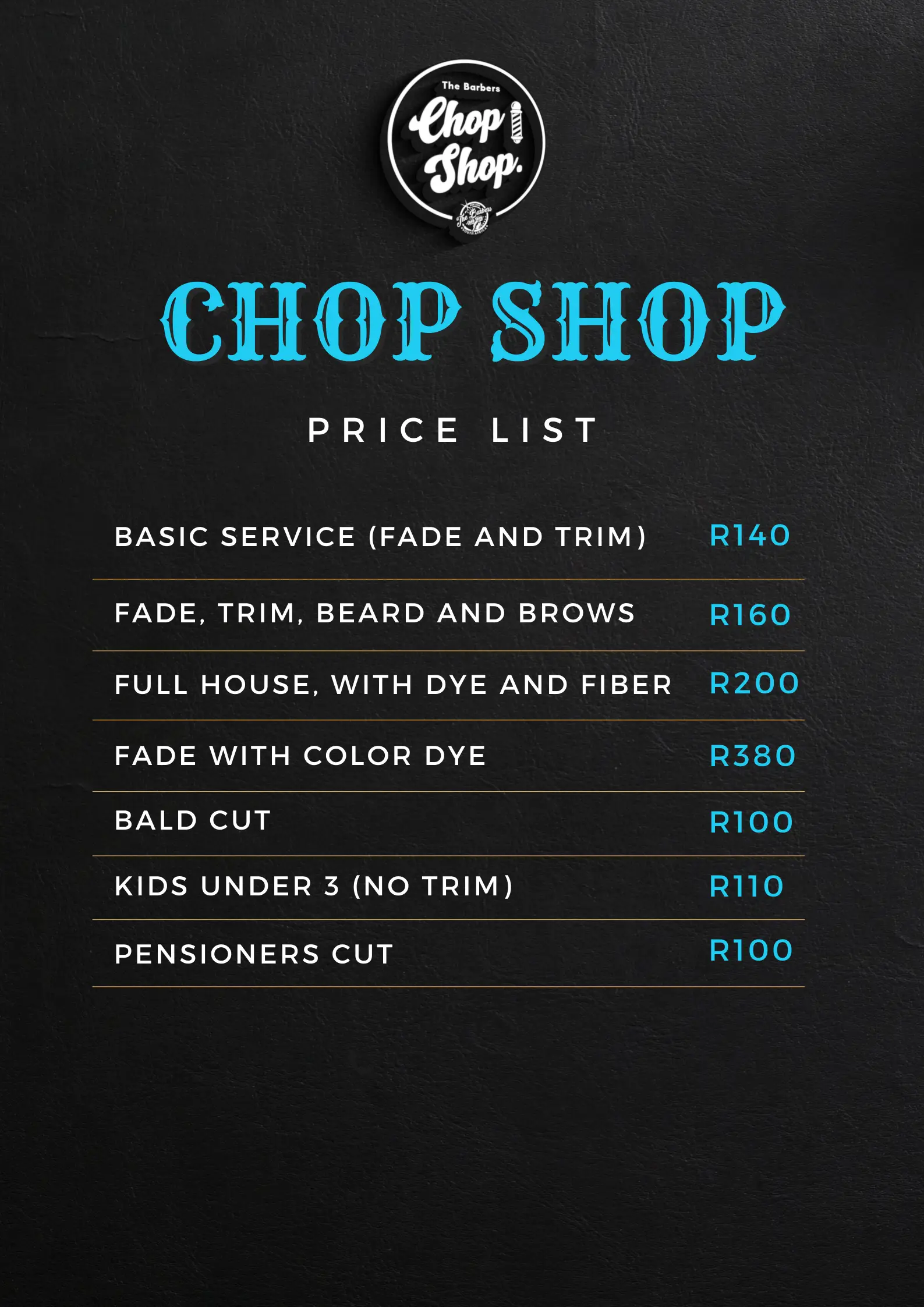 Brown Orange Minimalist Barbershop Pricelist Poster